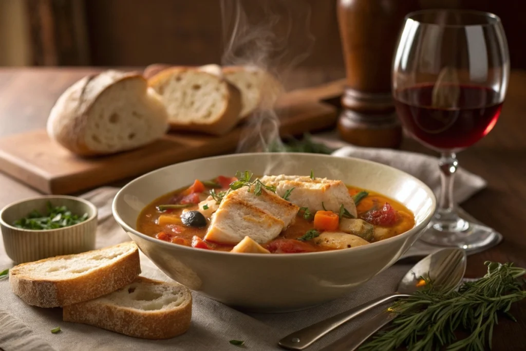 Mediterranean fish stew featuring rockfish.