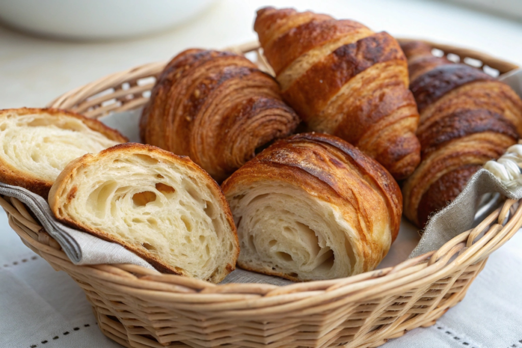 naturally flaky baked croissants