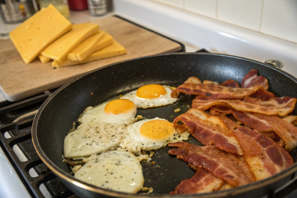 Sizzling breakfast sandwich filling