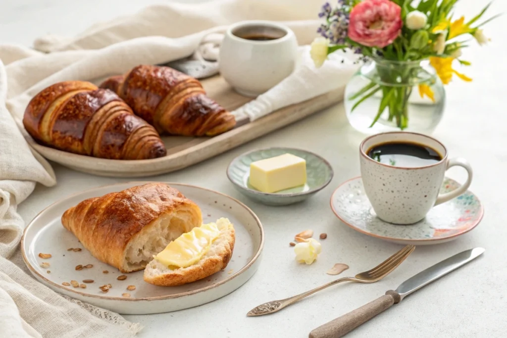 Breakfast with croissant and Gipfeli