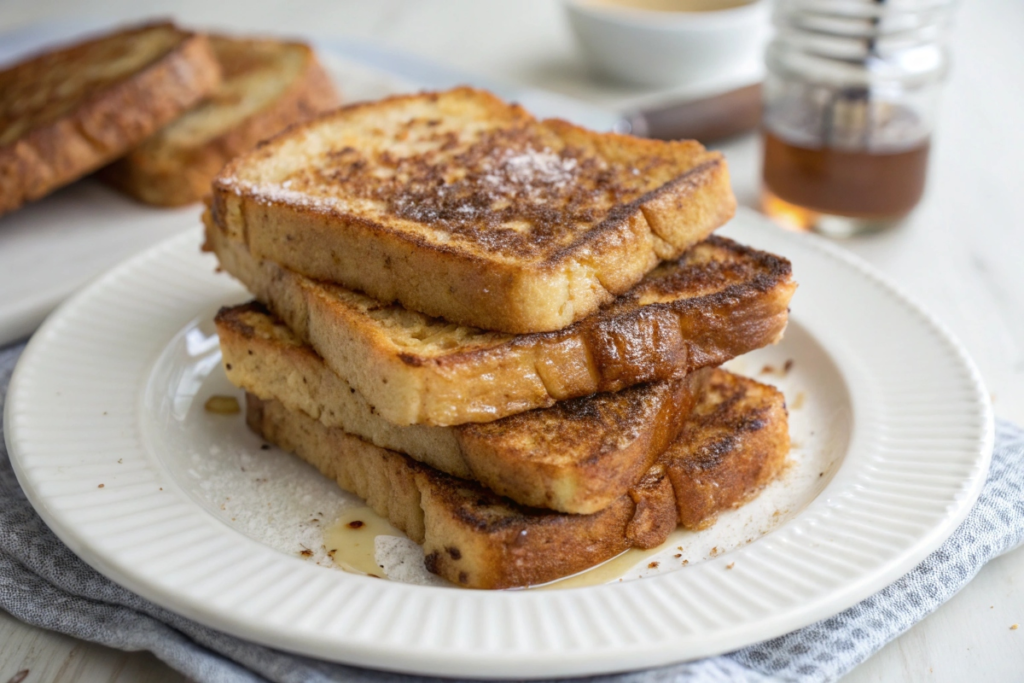 Freshly cooked healthy french toast slices