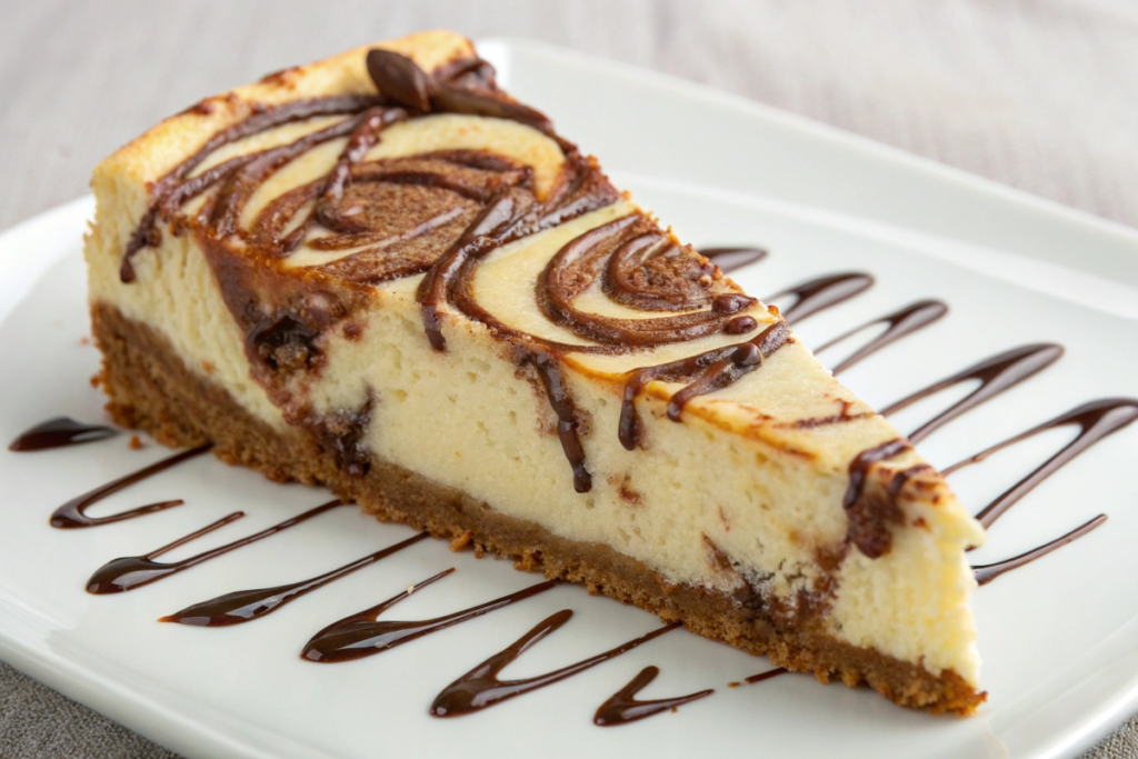 chocolate drizzle on cinnamon rolls cheesecake	