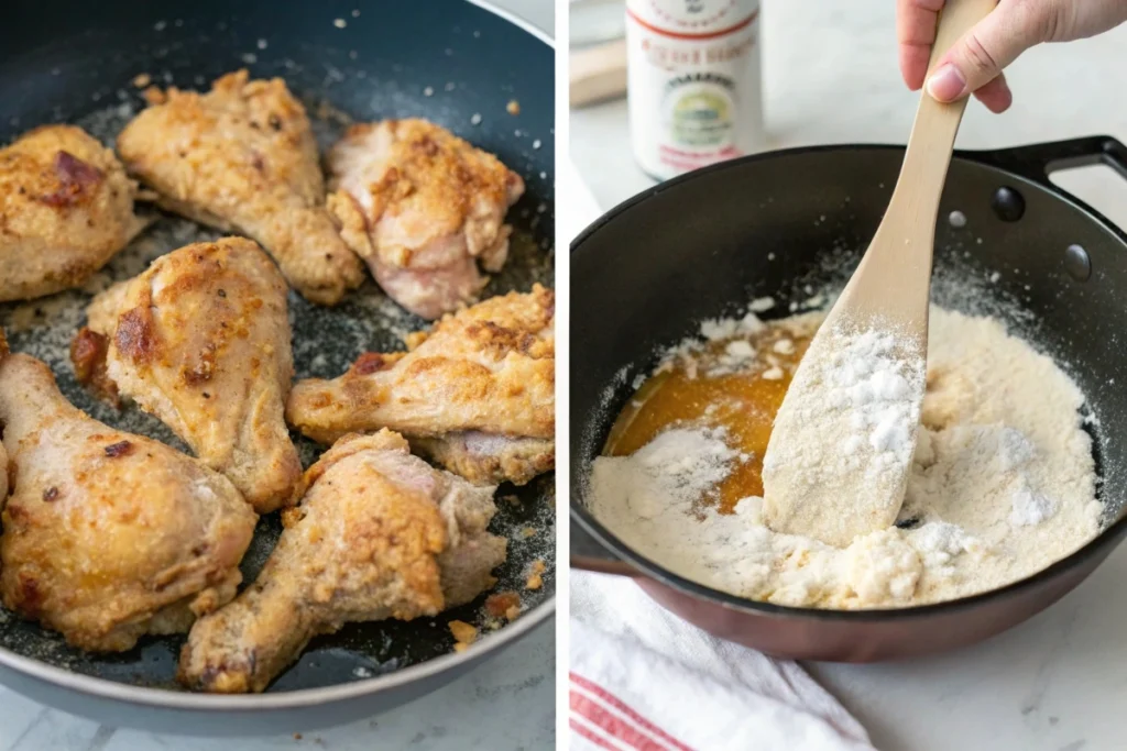 Steps to prepare fried chicken for chicken and waffles.