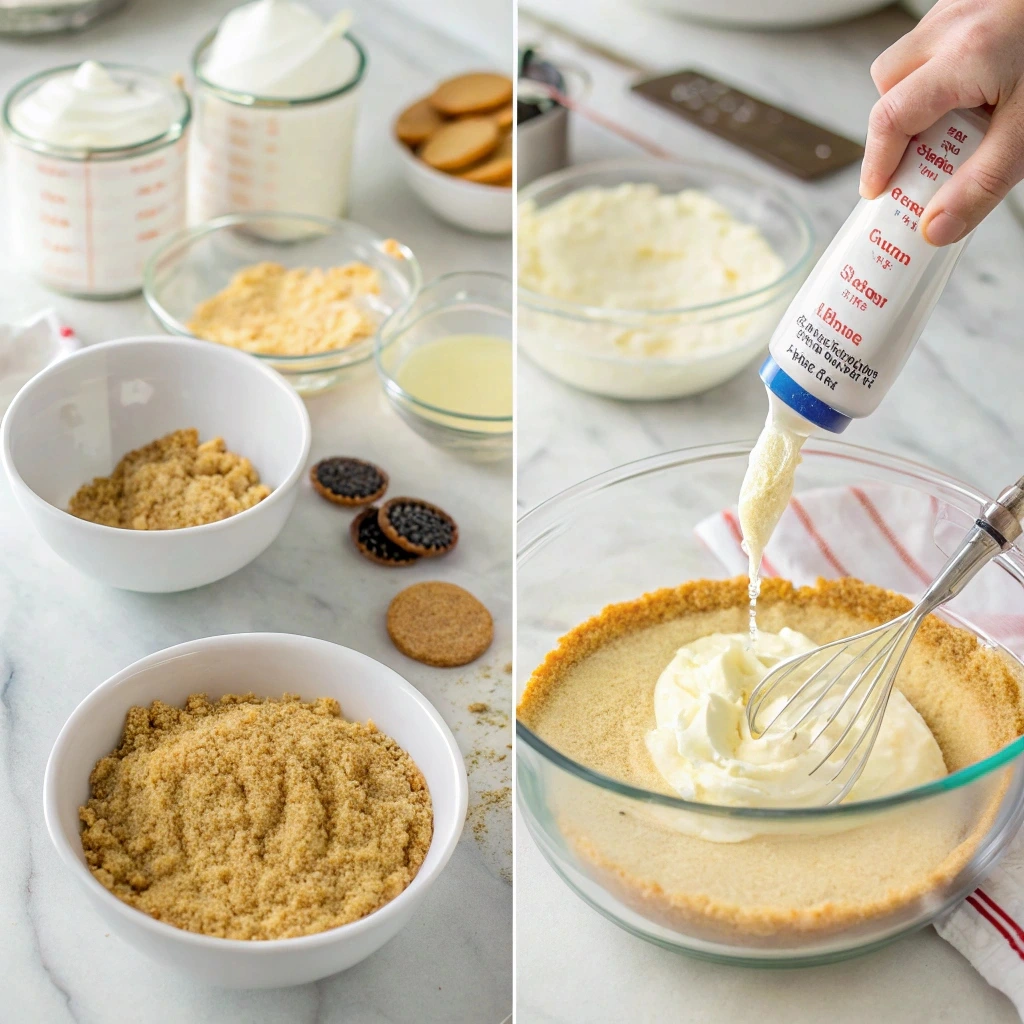 Steps to prepare Mexican cheesecake batter and crust