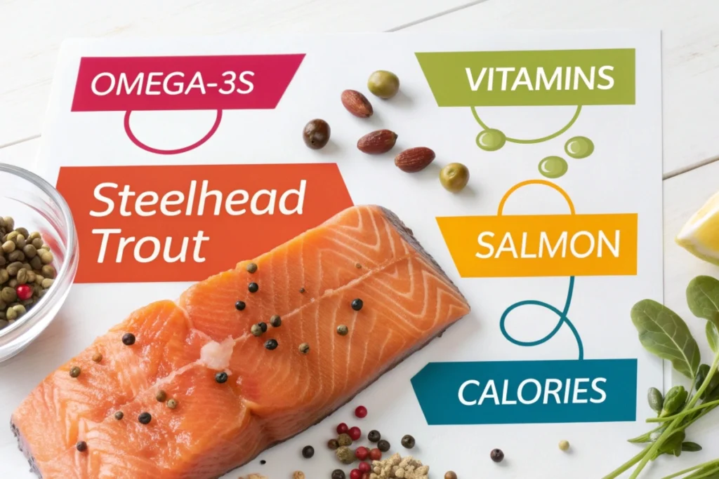 Nutritional comparison chart of steelhead trout and salmon.