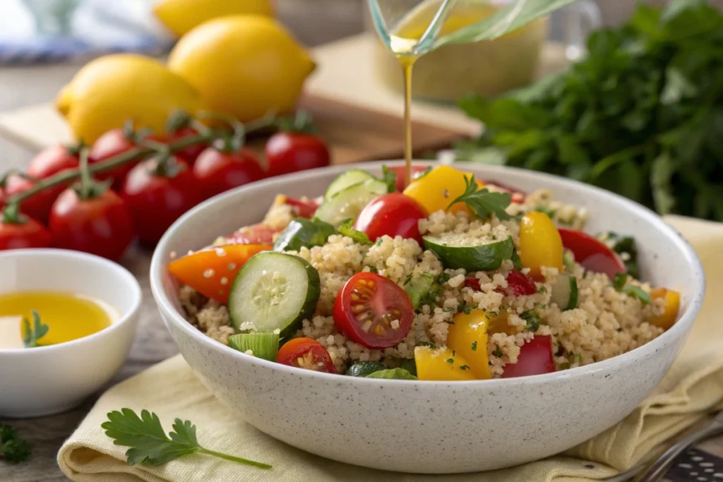 Side-by-side comparison of quinoa and buckwheat in bowls