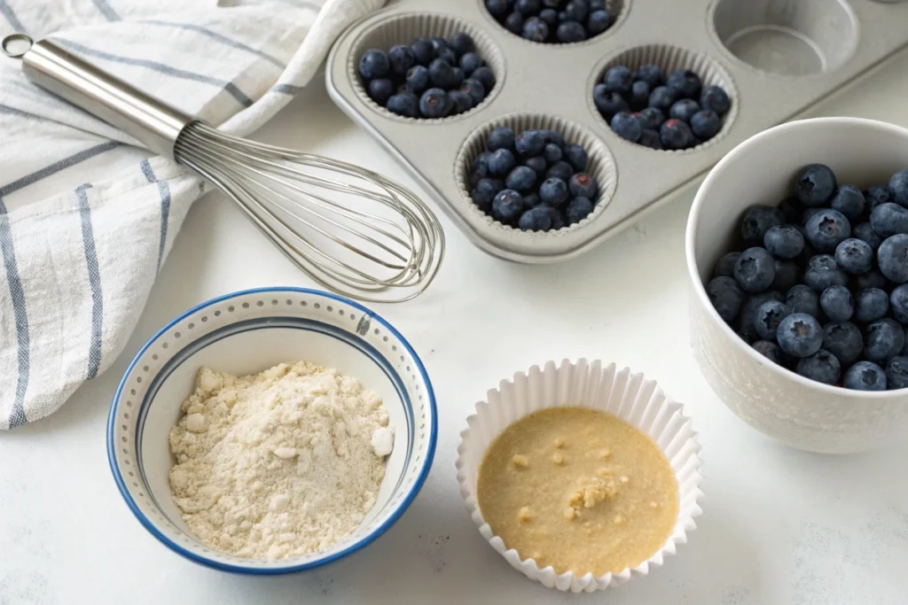 Making healthy blueberry muffins step by step