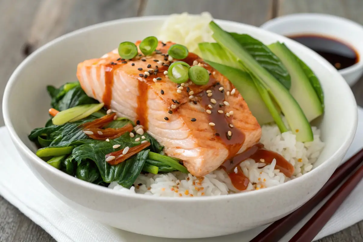 Teriyaki salmon rice bowl recipe