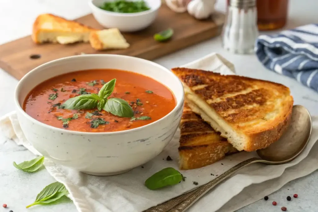 Tomato Soup and Grilled Cheese dish