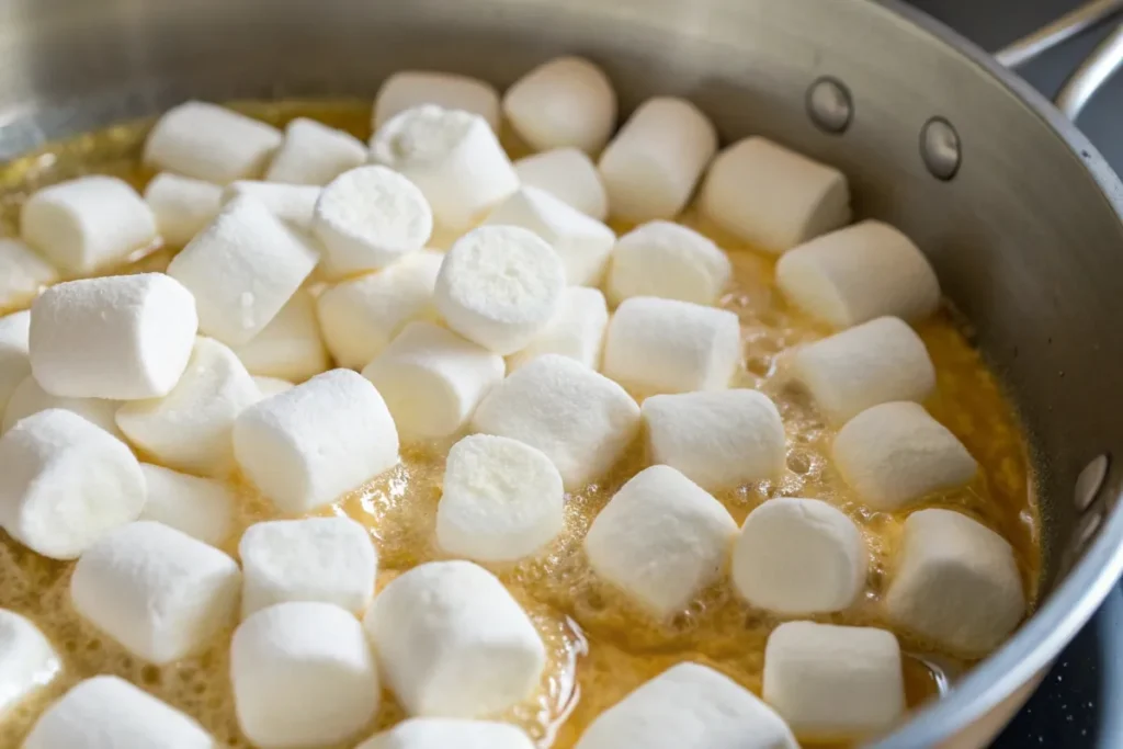 Melted marshmallows for Rice Krispies Treats