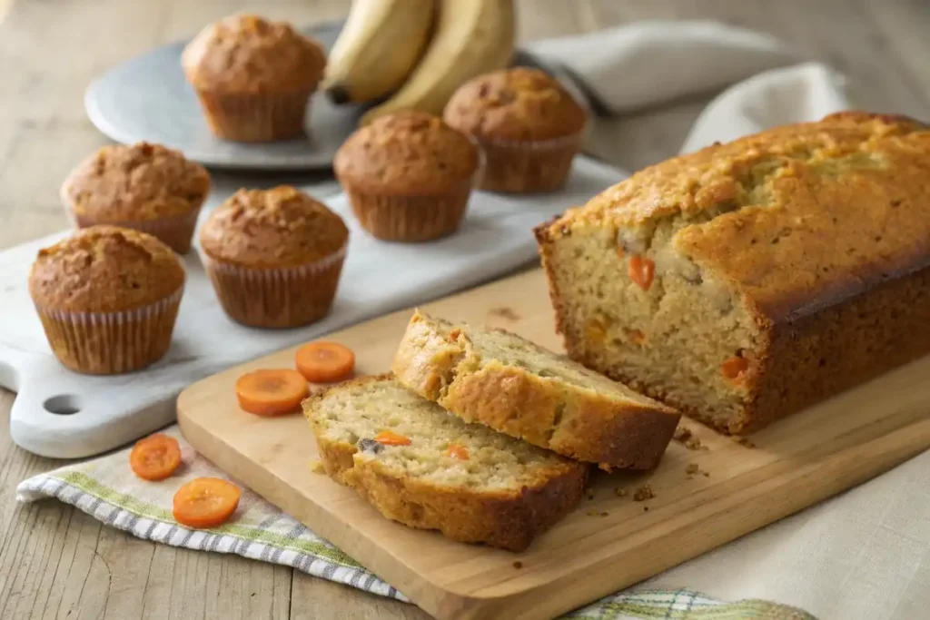 Sealed container with cooled banana carrot muffins