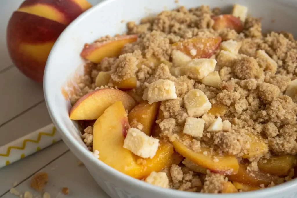 Peach crumble with streusel topping